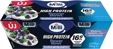 Friesland Milli PowerBowl görög joghurt proteinnel áfonyás 2×175 g