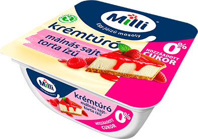 Friesland Milli Krémtúró málnás sajttorta 0% hozzáadott cukor 90 g