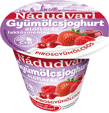 Nádudvari gyümölcsjoghurt + C, D vit. lakt. ment. pirosgyümölcs 125 g