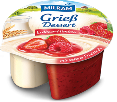 Milram grízpuding vegyesen(eper-málna, piros gyüm., meggy, mangó-őszibarack) 175 g