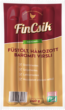 Fincsik Füstölt hámozott baromfivirsli 140 g