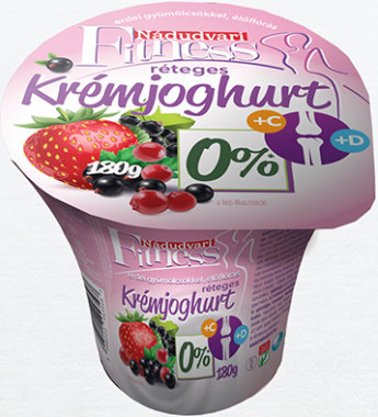 Nádudvari réteges krémjoghurt fittness 0 % + C, D vitamin erdei 180 g