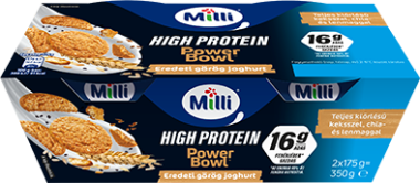Friesland Milli PowerBowl görög joghurt proteinnel keksz ízű 2×175 g