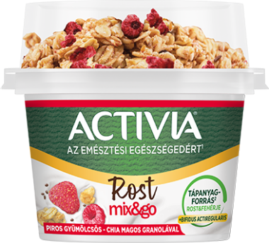 Danone Activia mix&go joghurt pirosgyümölcs granolával 165 g