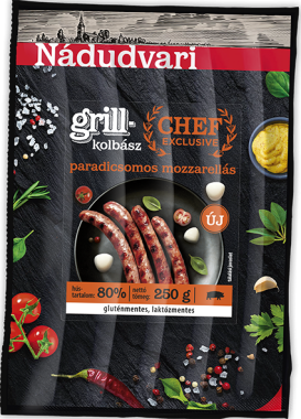 Nádudvari Chef exclusive grillkolbász paradicsomos, mozzarellás  250 g